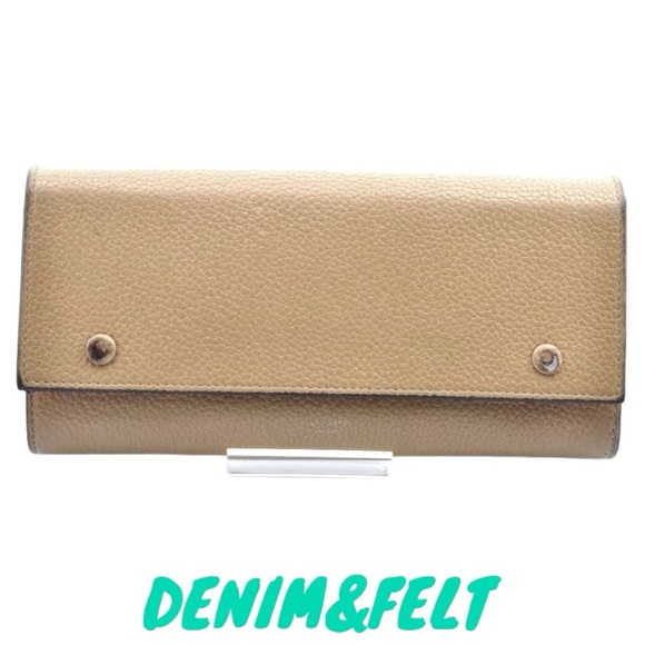 ♥️CELINE Porte Tresore International Long Leather Beige/Red Zip Around Wallet🤎 - Picture 1 of 12